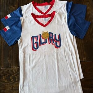 Texas Glory Softball 2 sets jersey #6 and pants - White, Blue, and Red